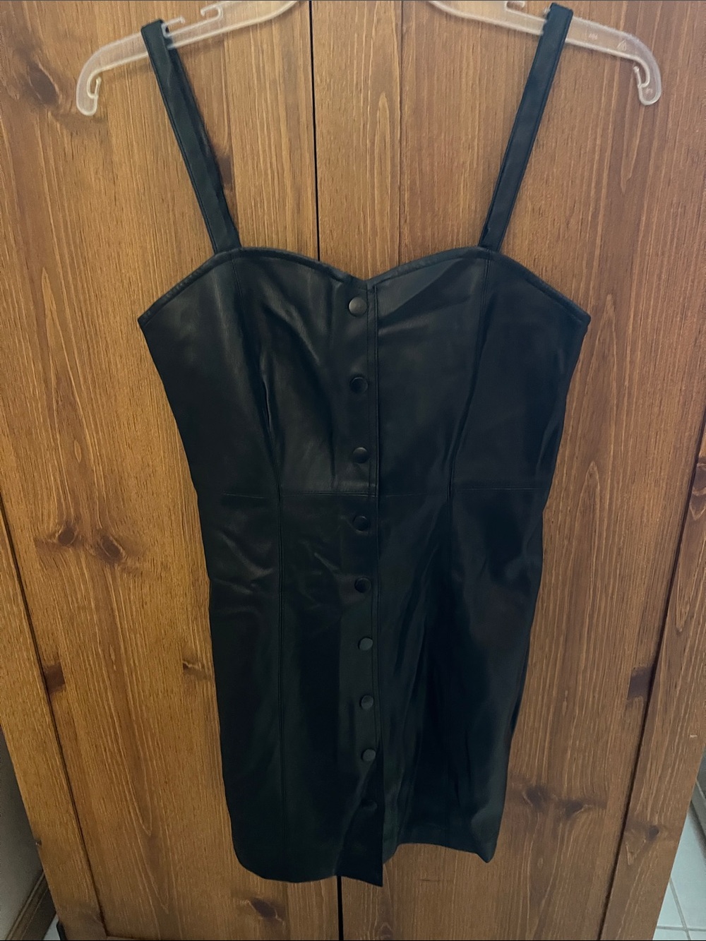 Forever 21 Black Faux Leather Button-Front Mini Dress